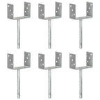 Anclajes de valla 12 uds acero galvanizado plateado 7x6x15 cm