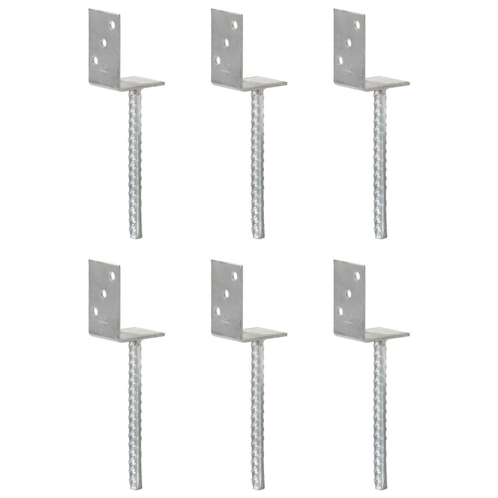 Anclajes de valla 12 uds acero galvanizado plateado 7x6x15 cm
