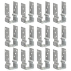 Anclajes de valla 12 uds acero galvanizado plateado 7x6x15 cm