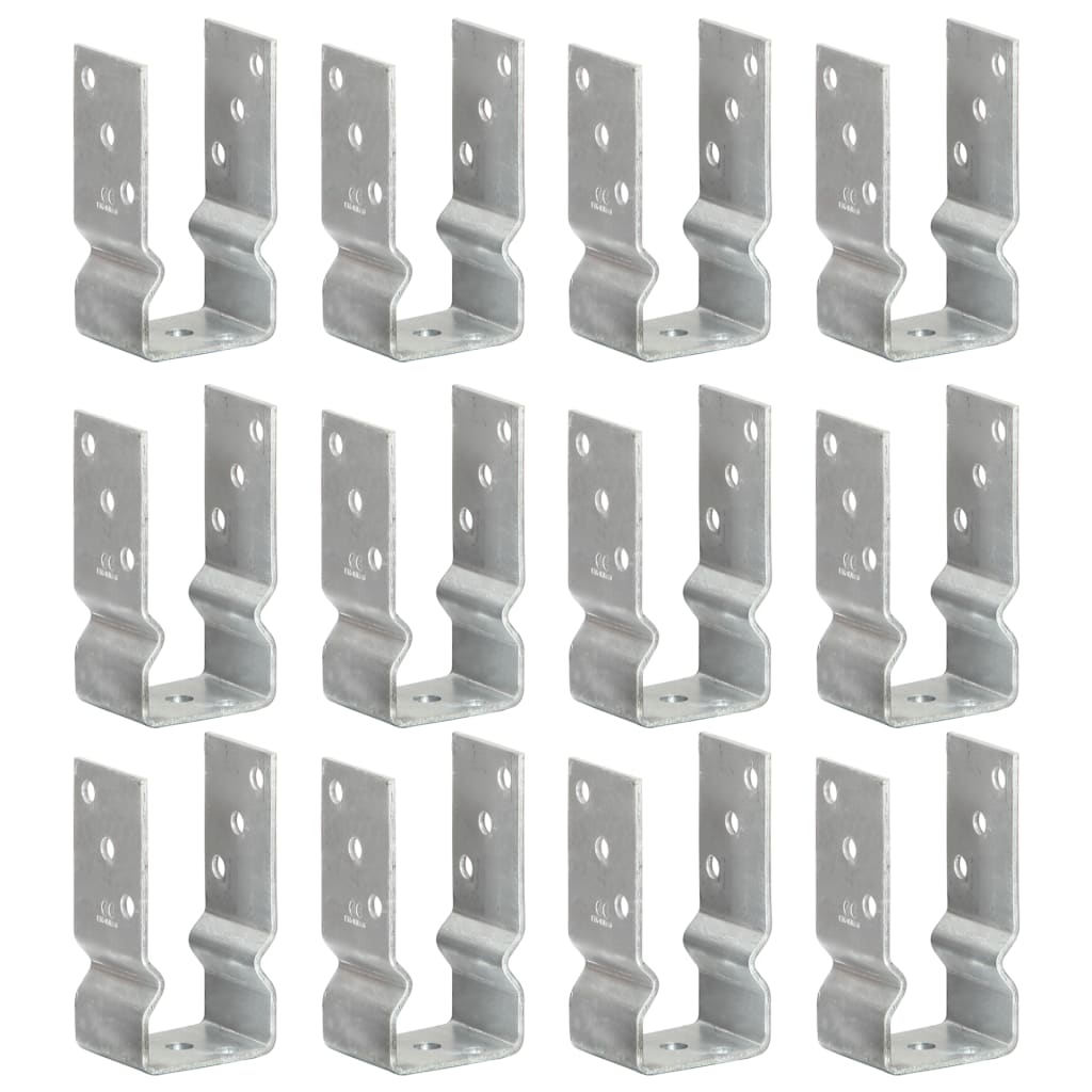 Anclajes de valla 12 uds acero galvanizado plateado 7x6x15 cm