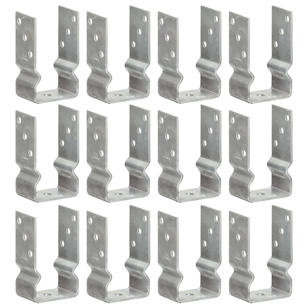 Anclajes de valla 12 uds acero galvanizado plateado 7x6x15 cm