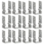 Anclajes de valla 12 uds acero galvanizado plateado 7x6x15 cm
