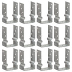 Anclajes de valla 12 uds acero galvanizado plateado 7x6x15 cm