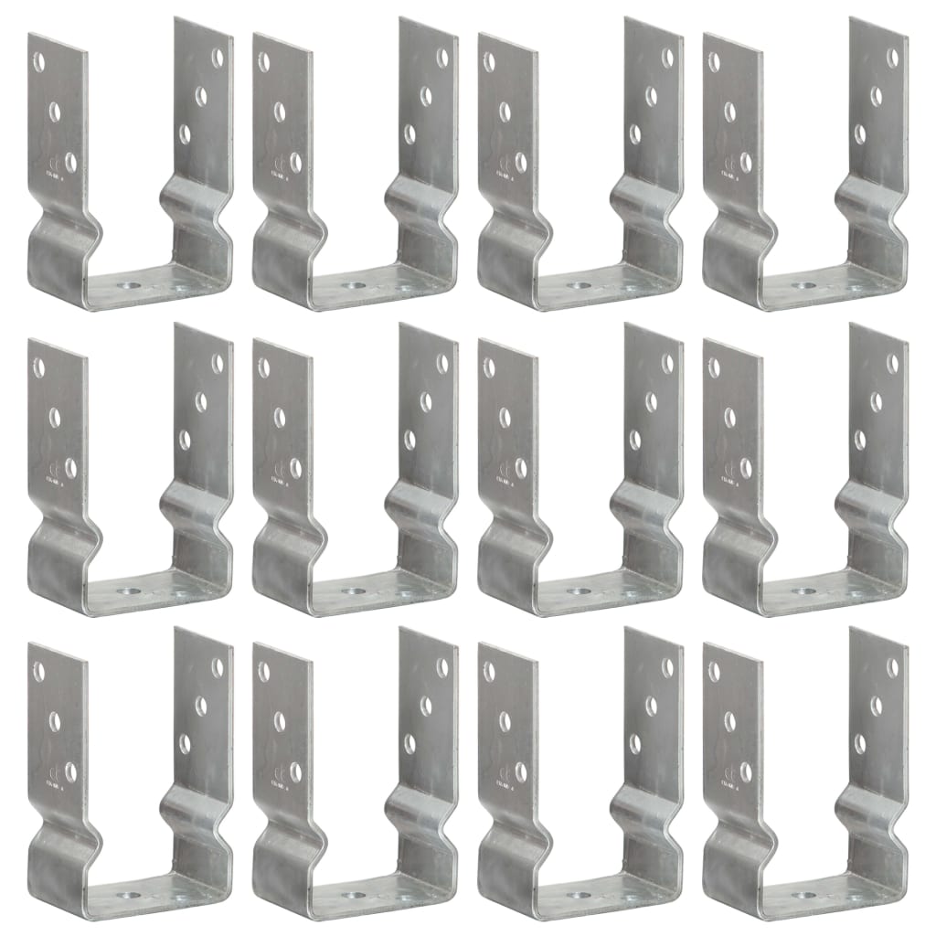 Anclajes de valla 12 uds acero galvanizado plateado 7x6x15 cm
