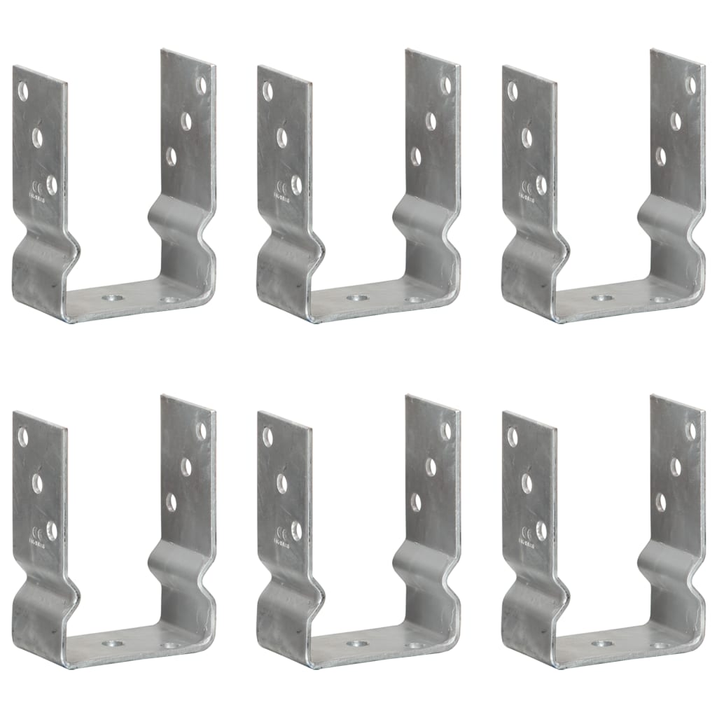 Anclajes de valla 12 uds acero galvanizado plateado 7x6x15 cm