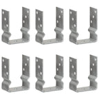 Anclajes de valla 12 uds acero galvanizado plateado 7x6x15 cm