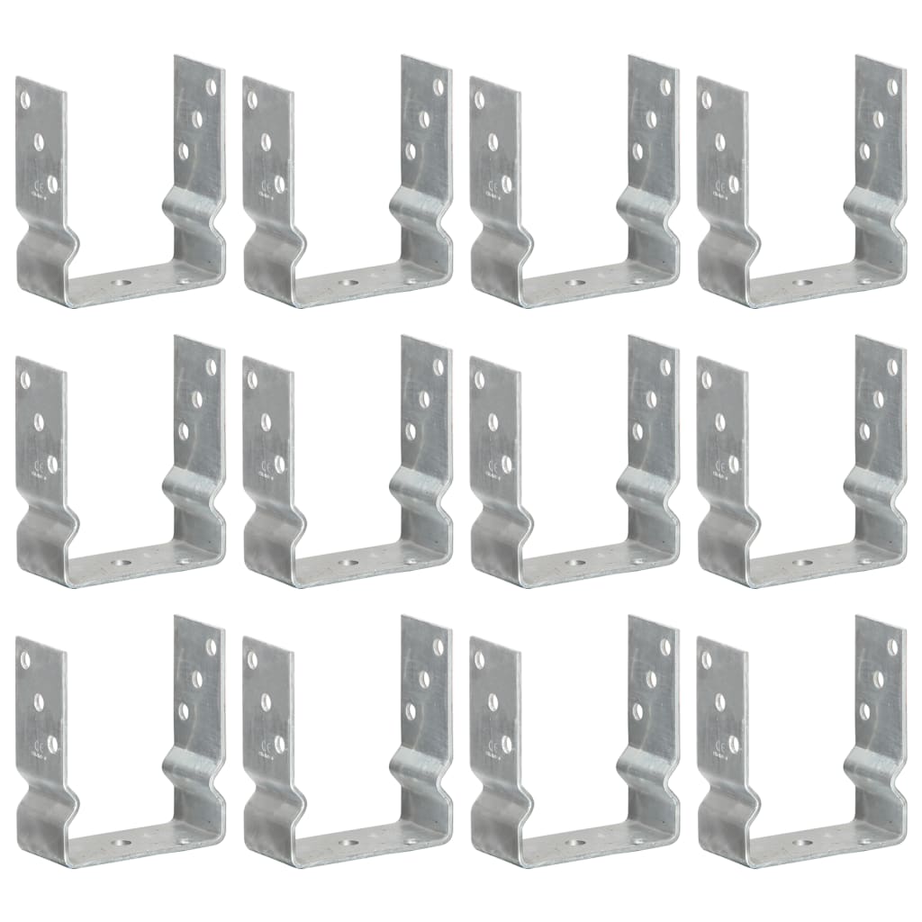 Anclajes de valla 12 uds acero galvanizado plateado 7x6x15 cm