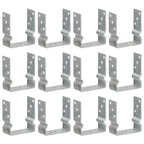 Anclajes de valla 12 uds acero galvanizado plateado 7x6x15 cm