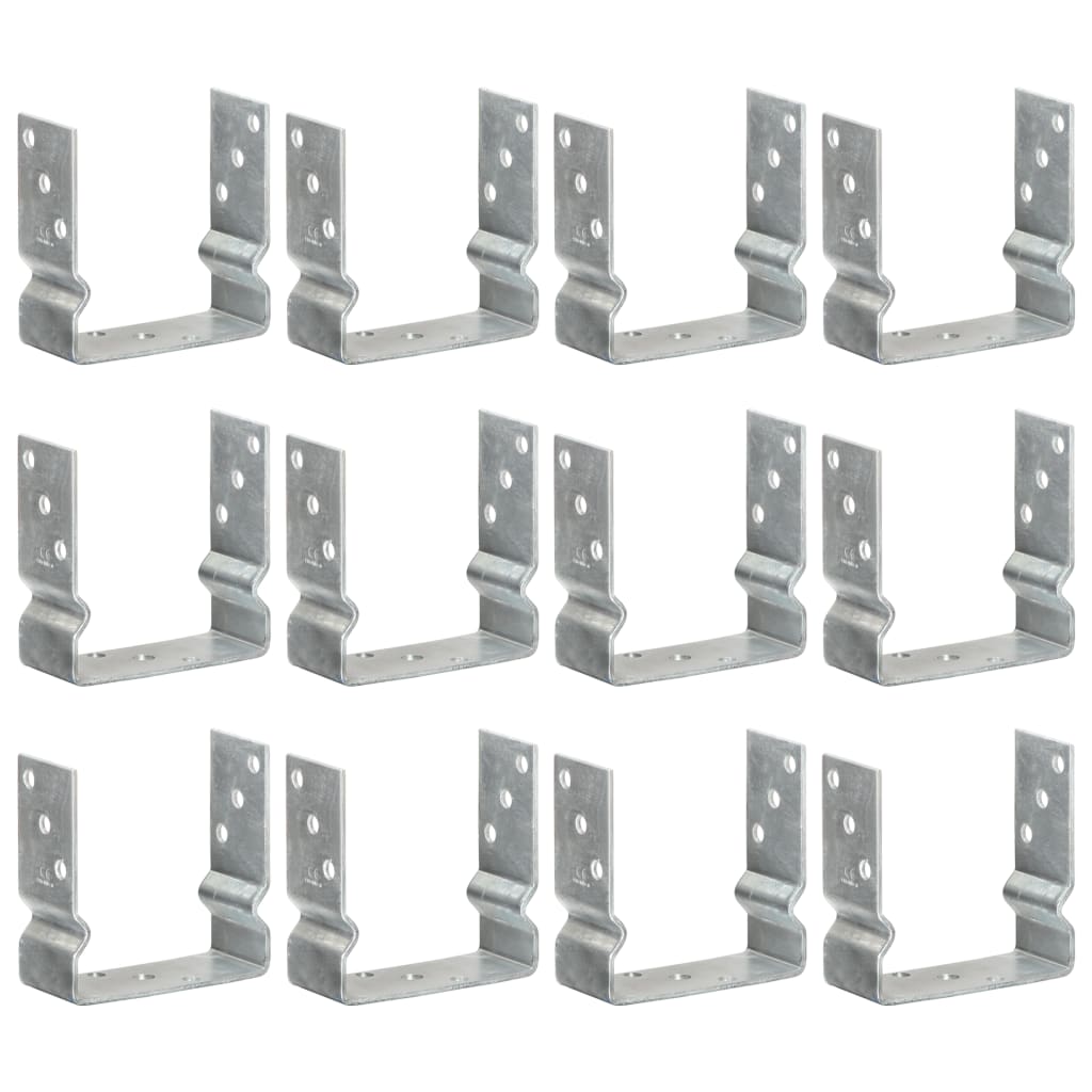 Anclajes de valla 12 uds acero galvanizado plateado 7x6x15 cm