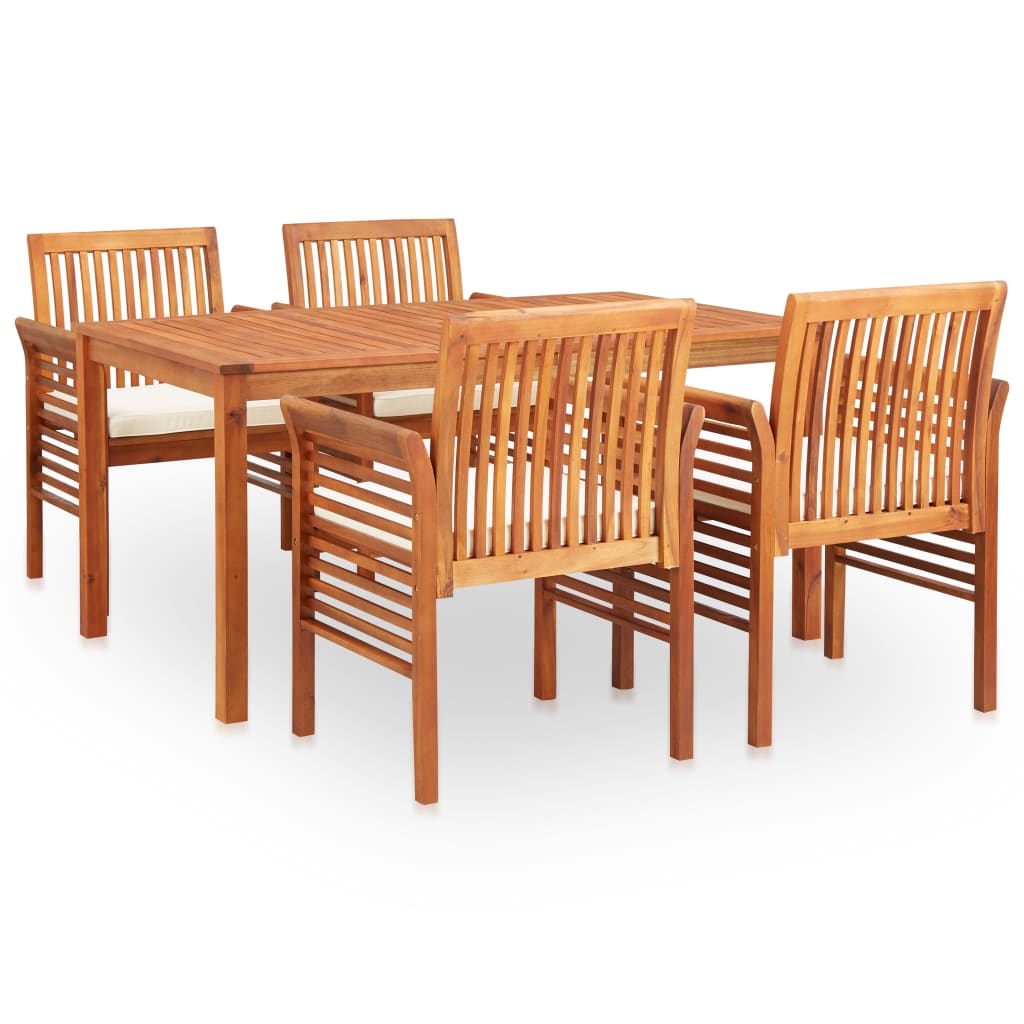 5-piece garden dining set with acacia solid wood cushions