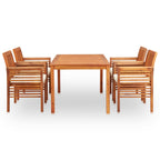 5-piece garden dining set with acacia solid wood cushions