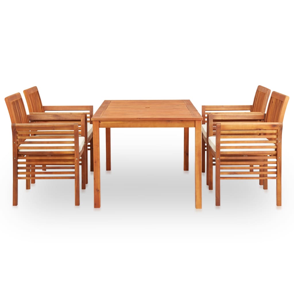 5-piece garden dining set with acacia solid wood cushions