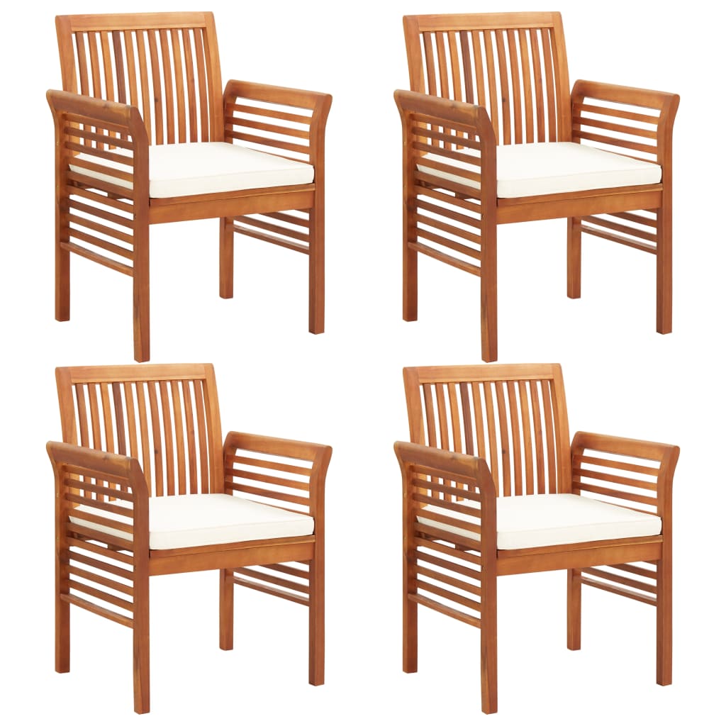 5-piece garden dining set with acacia solid wood cushions