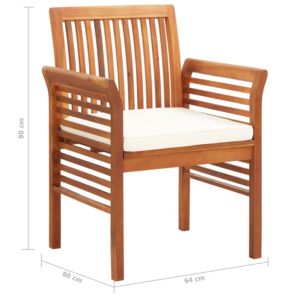 5-piece garden dining set with acacia solid wood cushions