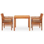 Set comedor de jardín 3 pzas y cojines madera maciza de acacia