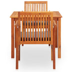 Set comedor de jardín 3 pzas y cojines madera maciza de acacia