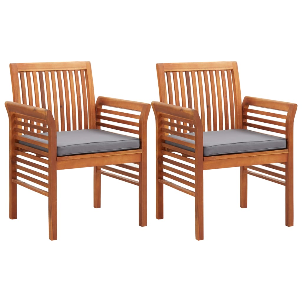 Set comedor de jardín 3 pzas y cojines madera maciza de acacia