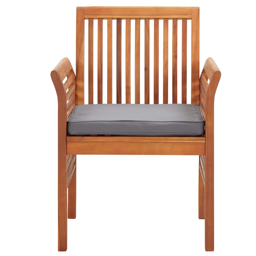Set comedor de jardín 3 pzas y cojines madera maciza de acacia