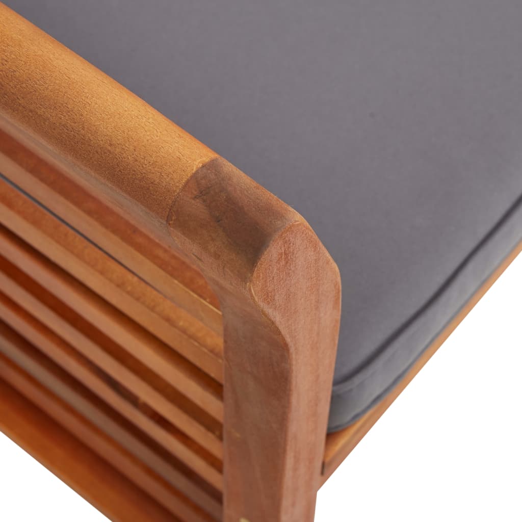 Set comedor de jardín 3 pzas y cojines madera maciza de acacia