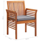Set comedor de jardín 3 pzas y cojines madera maciza de acacia