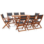 Juego de comedor de jardín 9 pzas madera eucalipto y textilene