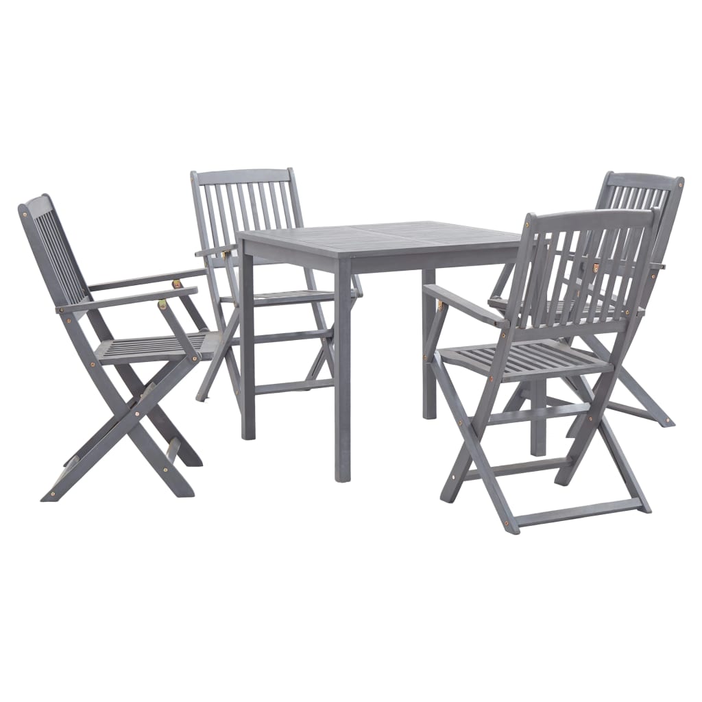 Juego de comedor de jardín 5 pzas madera maciza de acacia gris