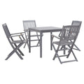 Juego de comedor de jardín 5 pzas madera maciza de acacia gris