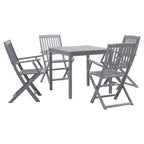Juego de comedor de jardín 5 pzas madera maciza de acacia gris