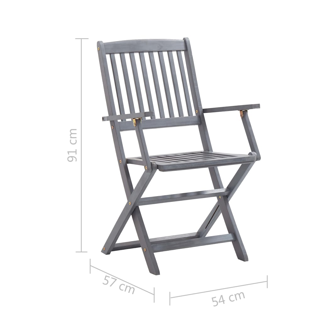Juego de comedor de jardín 5 pzas madera maciza de acacia gris