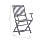 Juego de comedor de jardín 5 pzas madera maciza de acacia gris