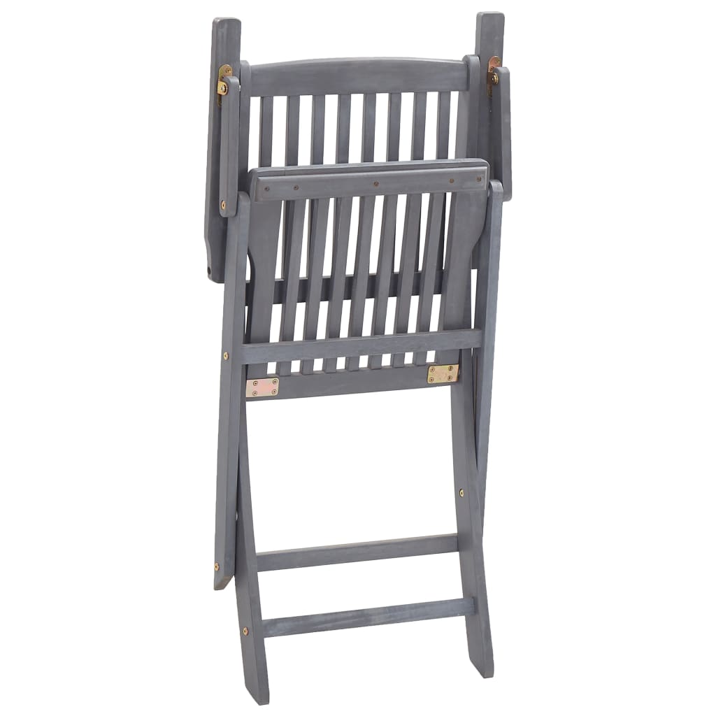 Juego de comedor de jardín 5 pzas madera maciza de acacia gris