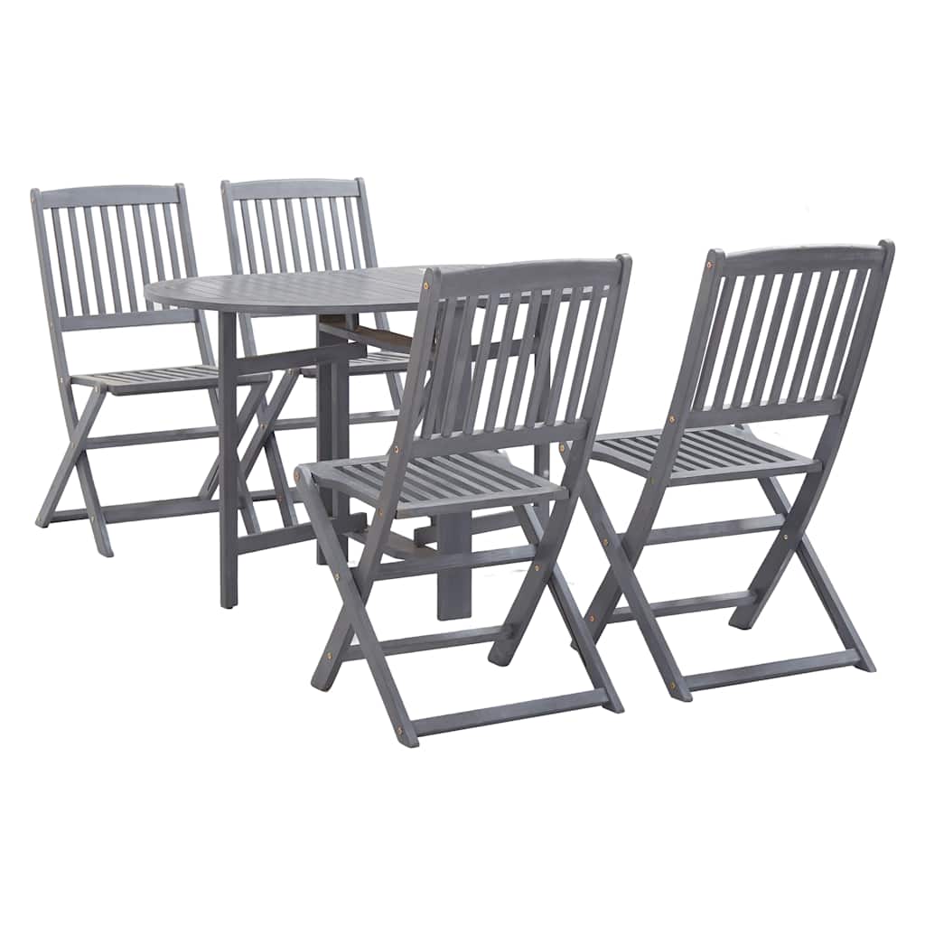 Conjunto de jantar de jardim 5 pçs madeira de acácia maciça cinzento