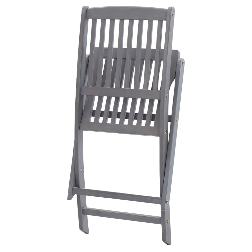 Juego de comedor de jardín 5 pzas madera maciza de acacia gris