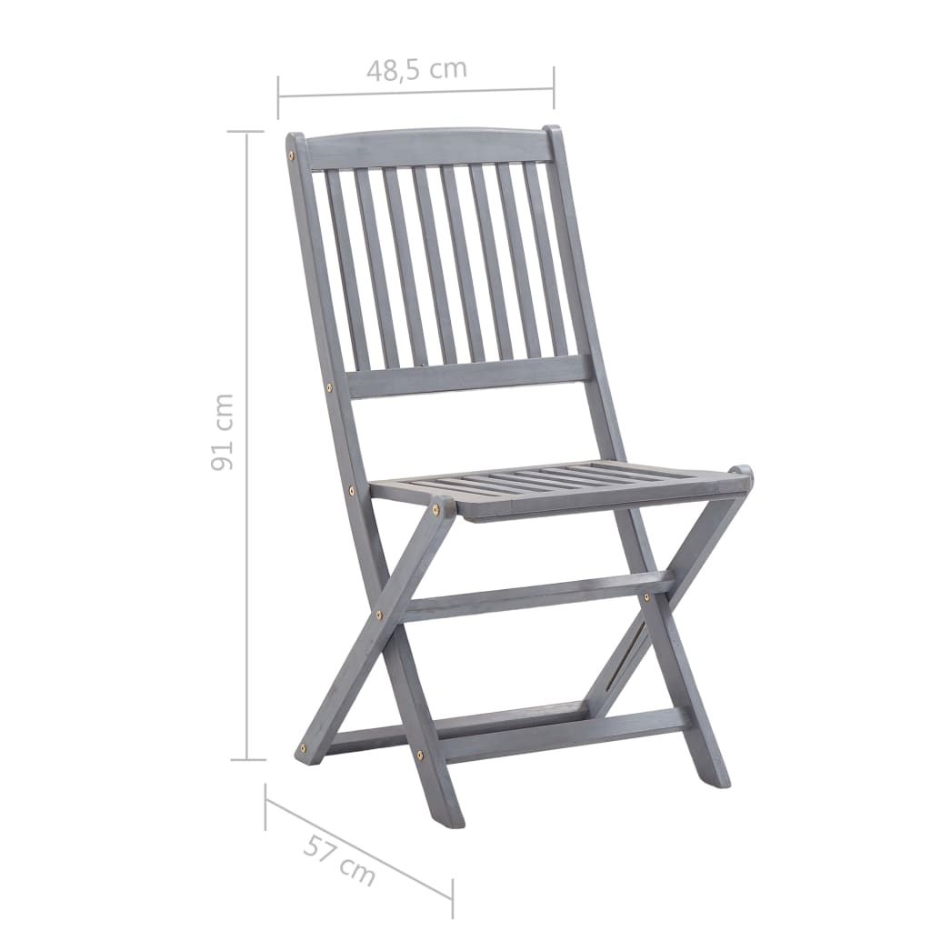 Juego de comedor de jardín 5 pzas madera maciza de acacia gris