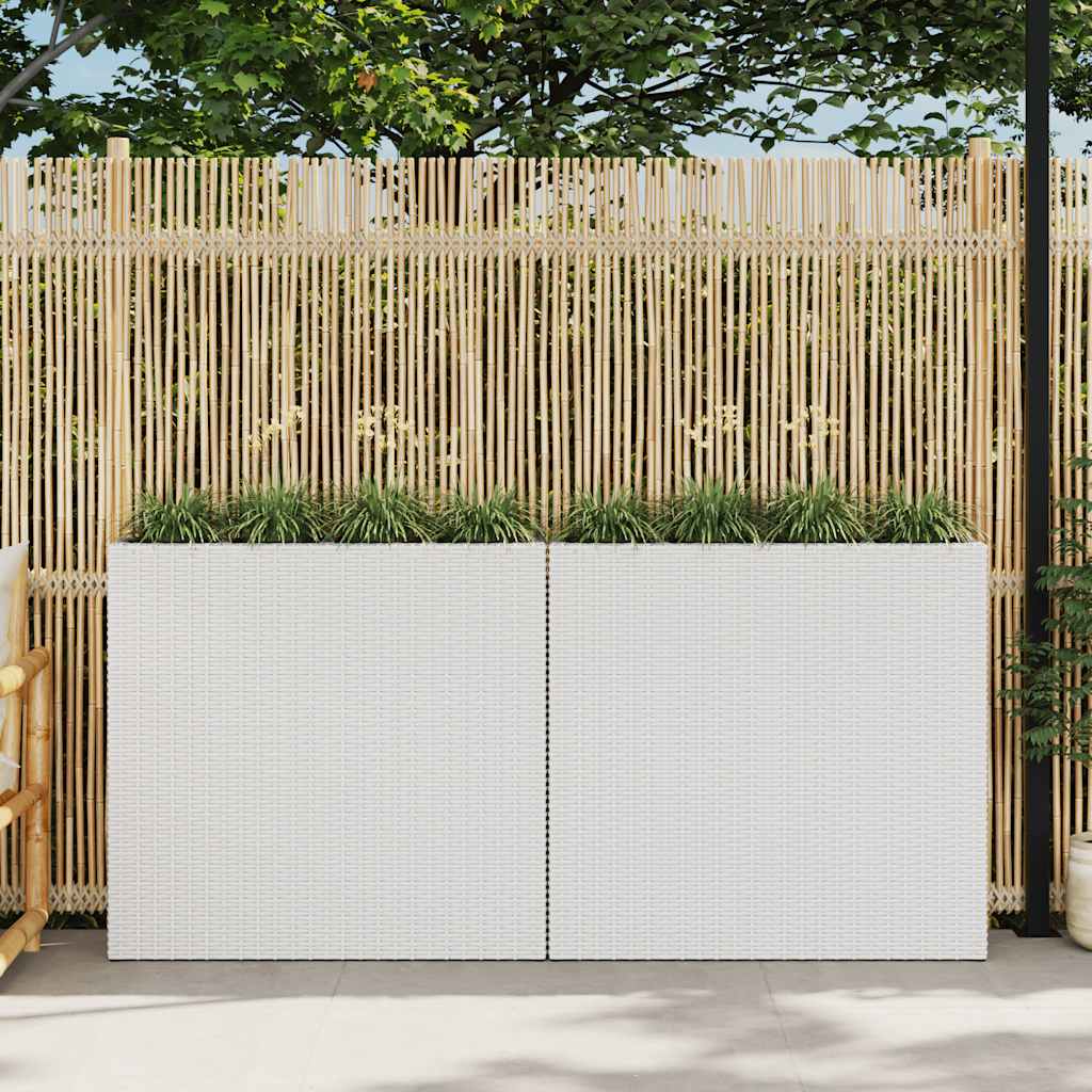 Jardinera alta con 4 macetas 2 uds ratán sintético blanco