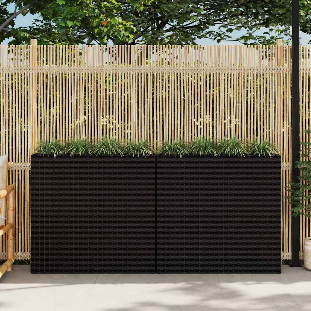Jardinera alta con 4 macetas 2 uds ratán sintético blanco