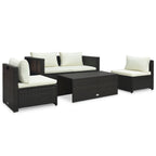 Set muebles de jardín 6 piezas y cojines ratán sintético marrón