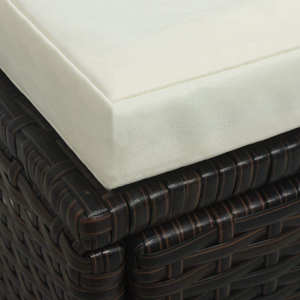 Set muebles de jardín 6 piezas y cojines ratán sintético marrón