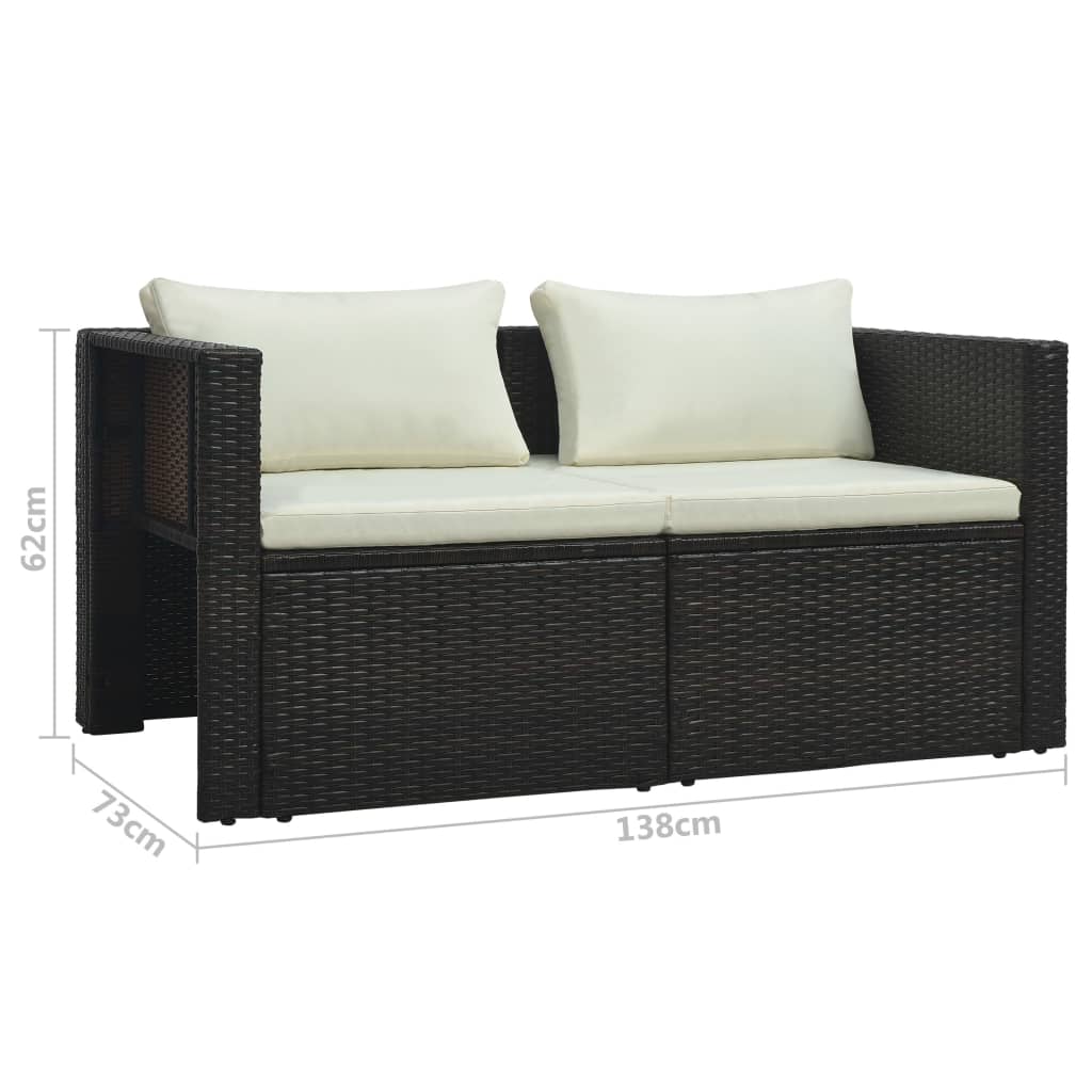 Set muebles de jardín 6 piezas y cojines ratán sintético marrón
