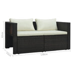 Set muebles de jardín 6 piezas y cojines ratán sintético marrón