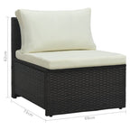Set muebles de jardín 6 piezas y cojines ratán sintético marrón