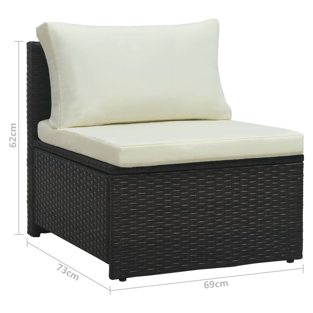 Set muebles de jardín 6 piezas y cojines ratán sintético marrón