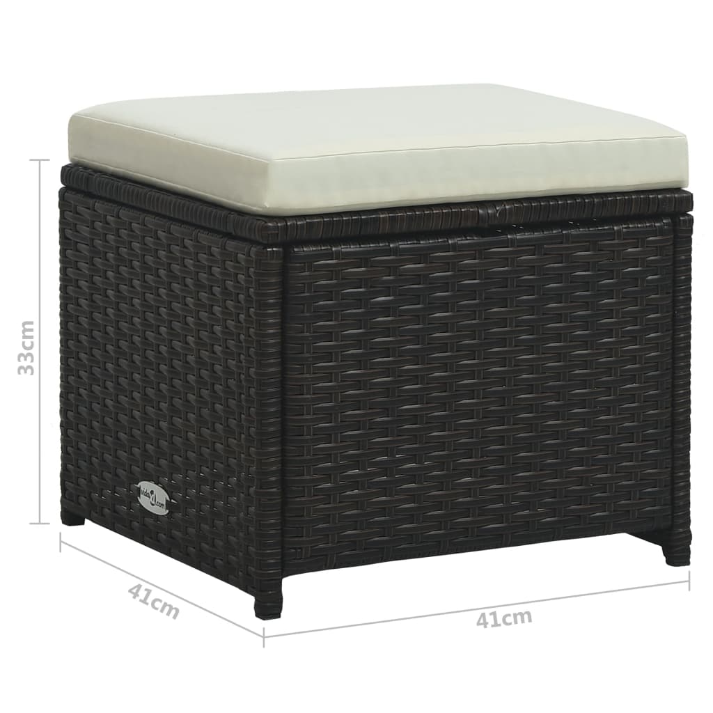 Set muebles de jardín 6 piezas y cojines ratán sintético marrón