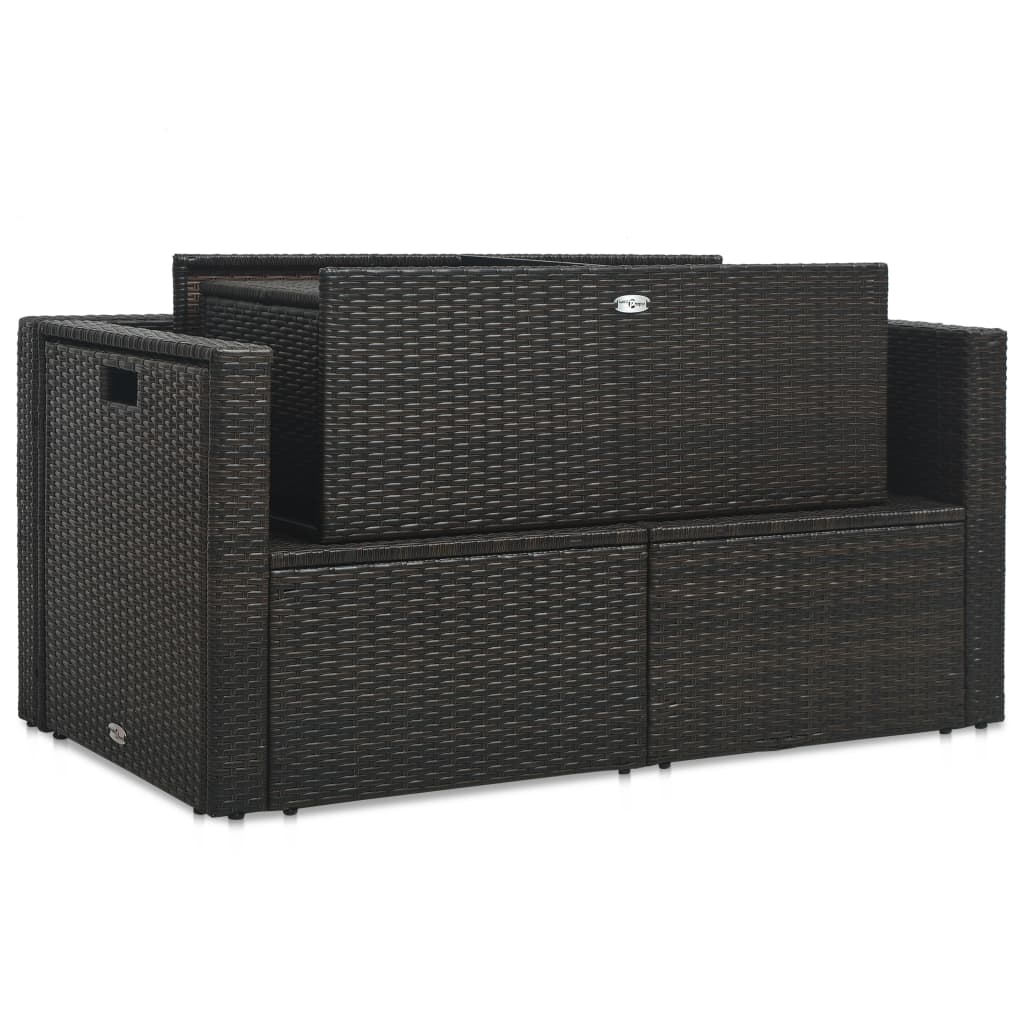 Set muebles de jardín 6 piezas y cojines ratán sintético marrón
