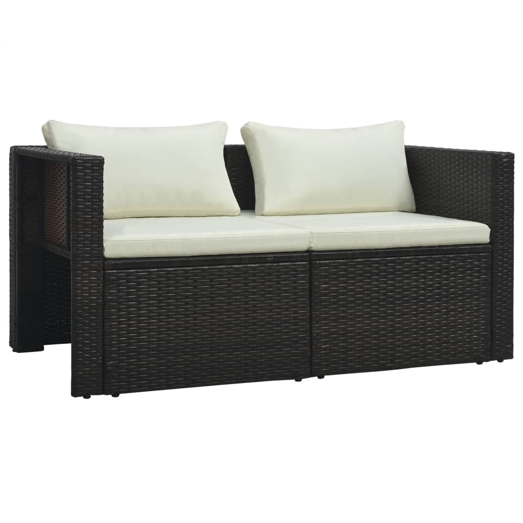 Set muebles de jardín 6 piezas y cojines ratán sintético marrón