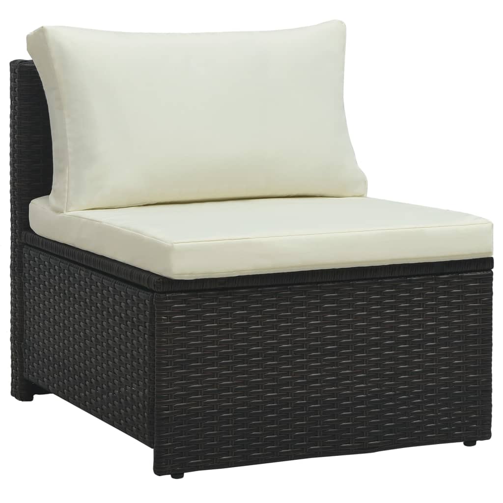 Set muebles de jardín 6 piezas y cojines ratán sintético marrón
