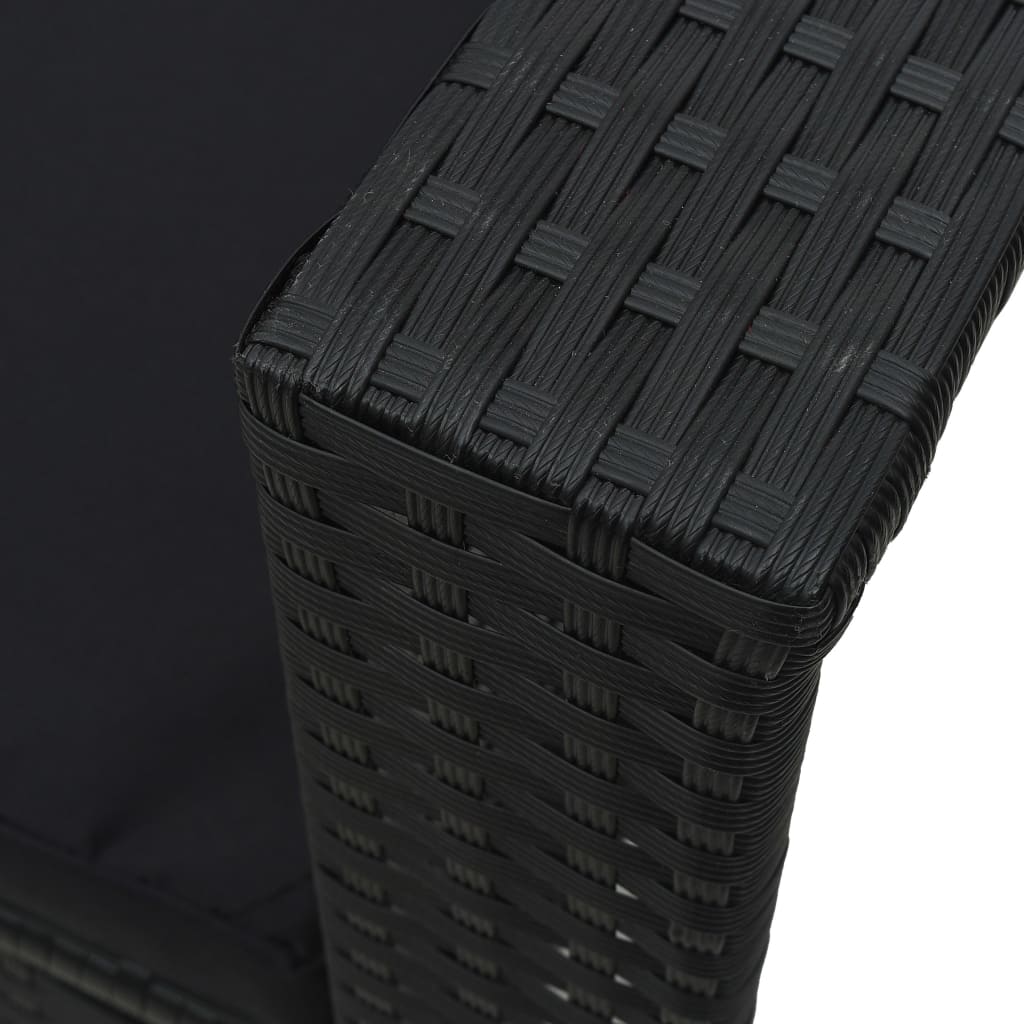 Set muebles de jardín 6 piezas y cojines ratán sintético negro