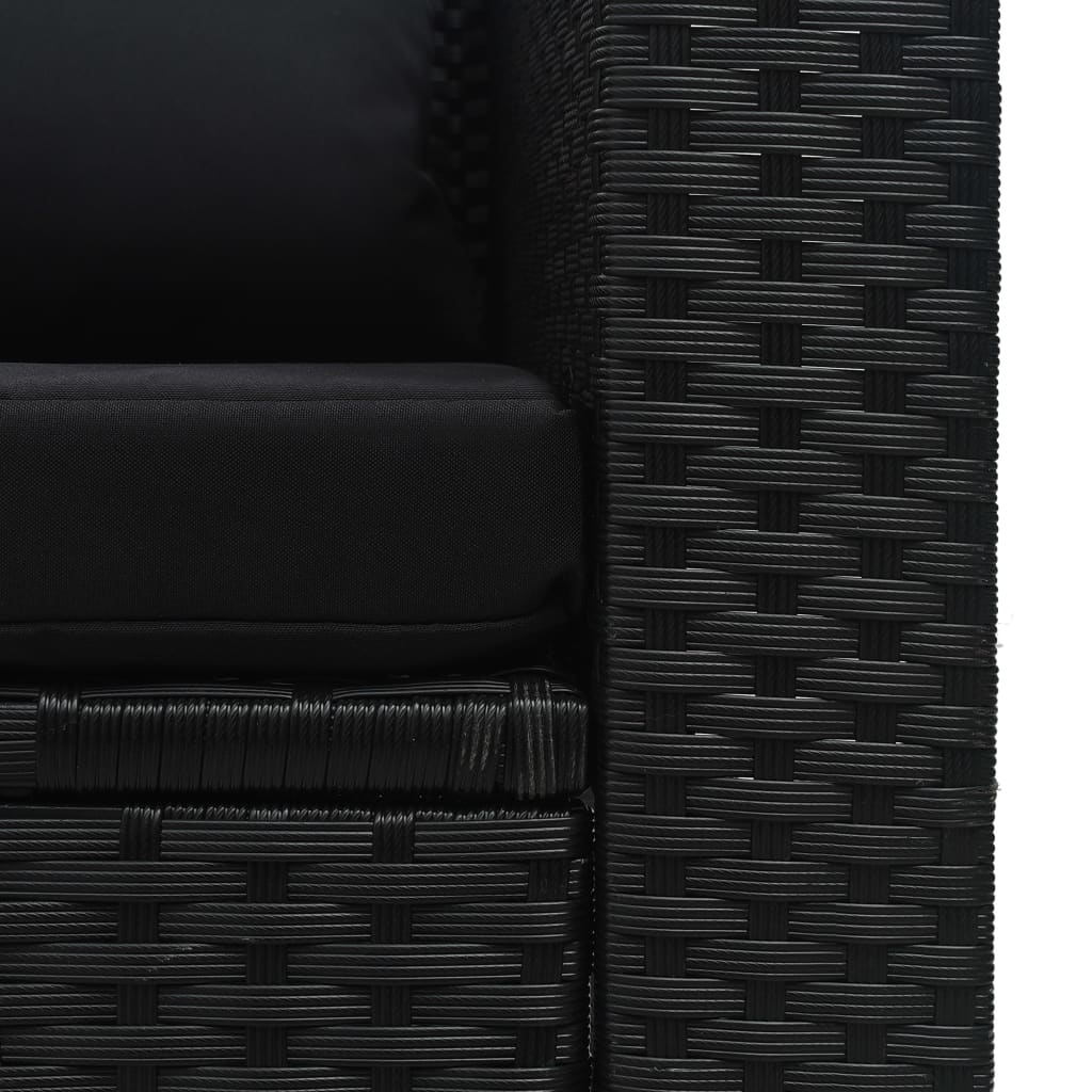 Set muebles de jardín 6 piezas y cojines ratán sintético negro