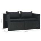 Set muebles de jardín 6 piezas y cojines ratán sintético negro