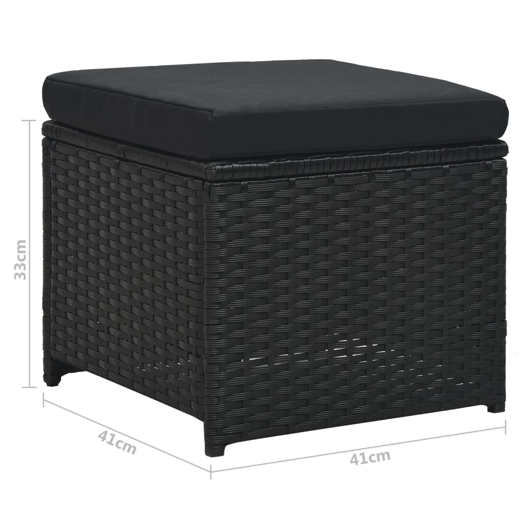 Set muebles de jardín 6 piezas y cojines ratán sintético negro